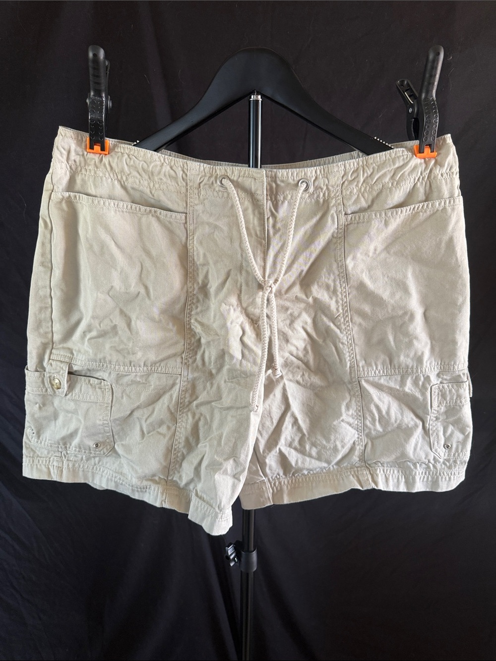 dressbarn Cream Drawstring Cargo Bermudas
